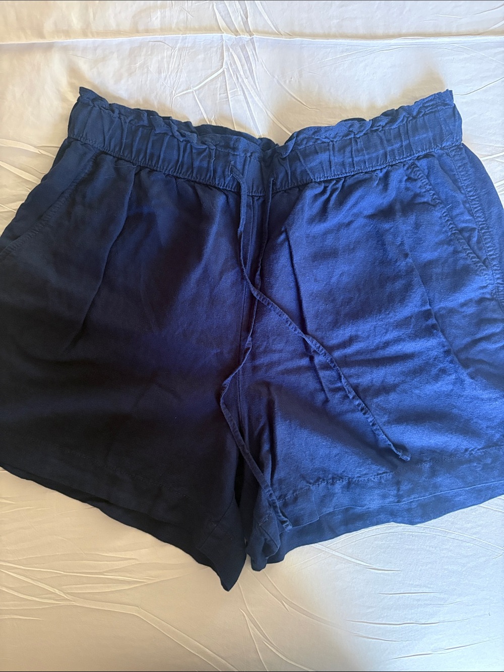 LOFT Navy High-Waist Paperbag Drawstring Shorts